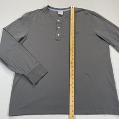 Brooks Brothers Shirt Mens 2XL Gray Long Sleeve Henley Golden Fleece Logo Tee
