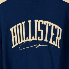 Hollister Long Sleeve Shirt Men XL Navy Yellow Logo Relaxed Fit Casual Preppy