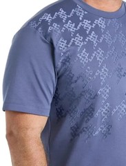 NWT HUGO BOSS Tessin 24 Satin Houndstooth Stitch Graphic T-Shirt Blue BIG & TALL