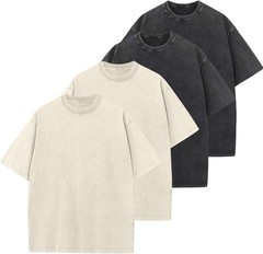 Men’s Oversized Vintage Acid Wash T-Shirt 100% Cotton Loose Fit Streetwear Tee