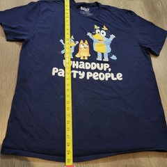 Bluey Adult T-Shirt – Bingo Bluey Whaddup, Party People Sze 2XL/2TG 50/52