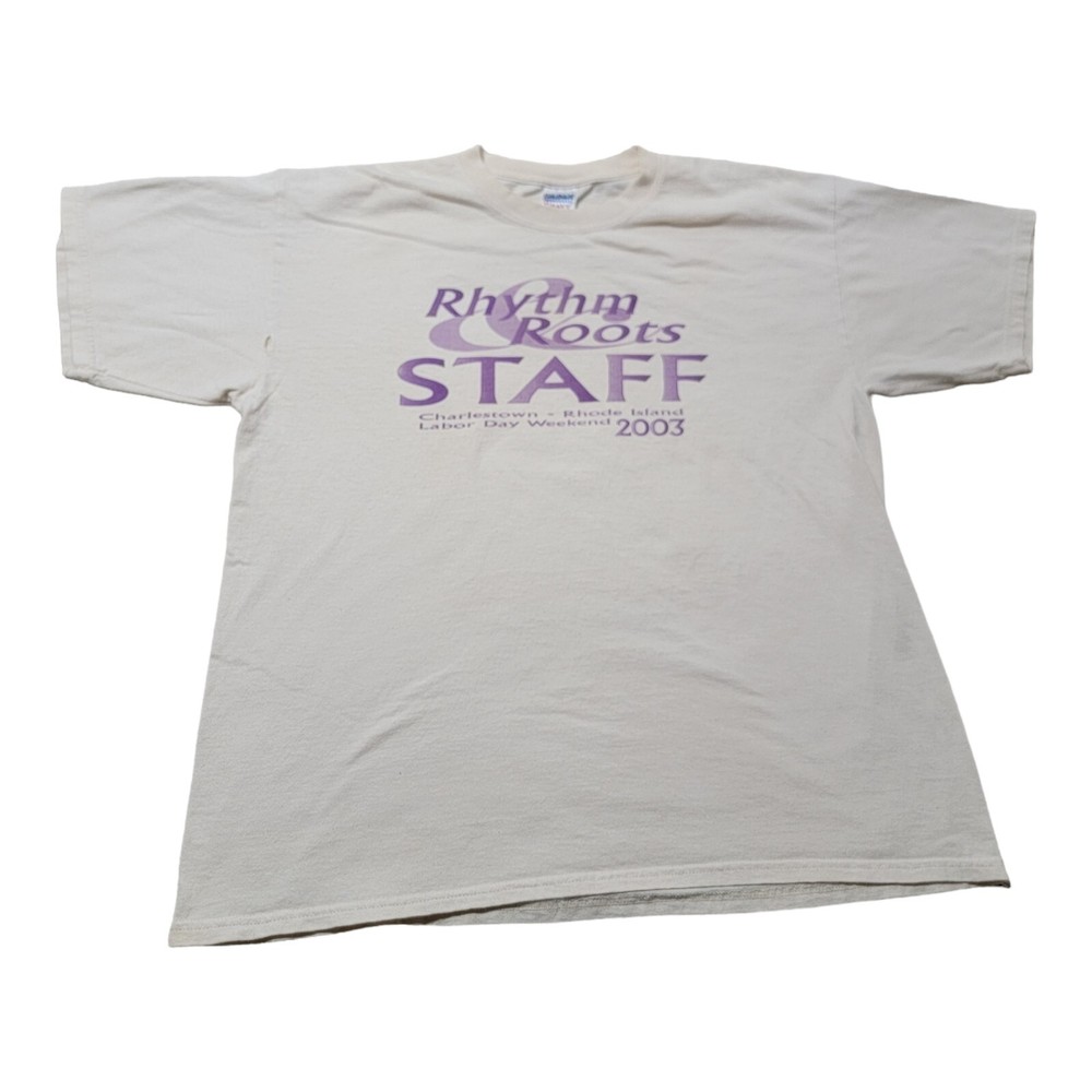 Rhythm and Roots Staff T Shirt 2003 Adult XL Charleston RI Bluegrass Festival