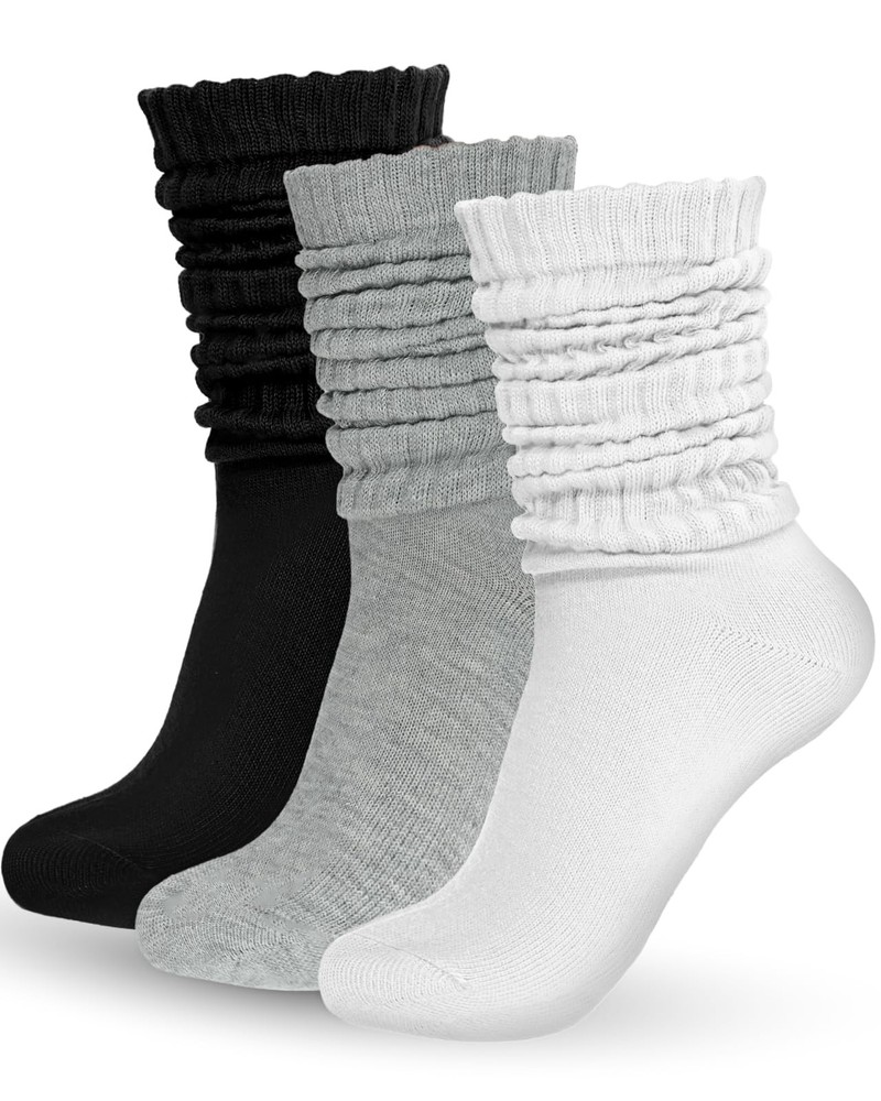 3 PCS Slouchy Socks For Women Long Knee Thigh High Boot Retro Thick Sock Set