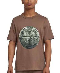 Reebok Men’s Regular Fit Short Sleeve Graphic Hoopwear T-Shirt, Brown, L