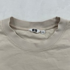 Men’s Uniqlo U Pocket T-Shirt Large Beige Good Long Sleeve Crew Neck