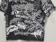 American Crown Large L Kentucky Black White All Over Map Print KY Tshirt Tee