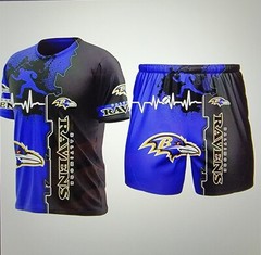 Baltimore Ravens NFL Fans Summer Outfit 2-Piece Short Sleeve Shirt & Short (M)