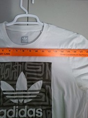Adidas White Trefoil w/ Gray Tribal Geometric Pattern Skater Medium TShirt