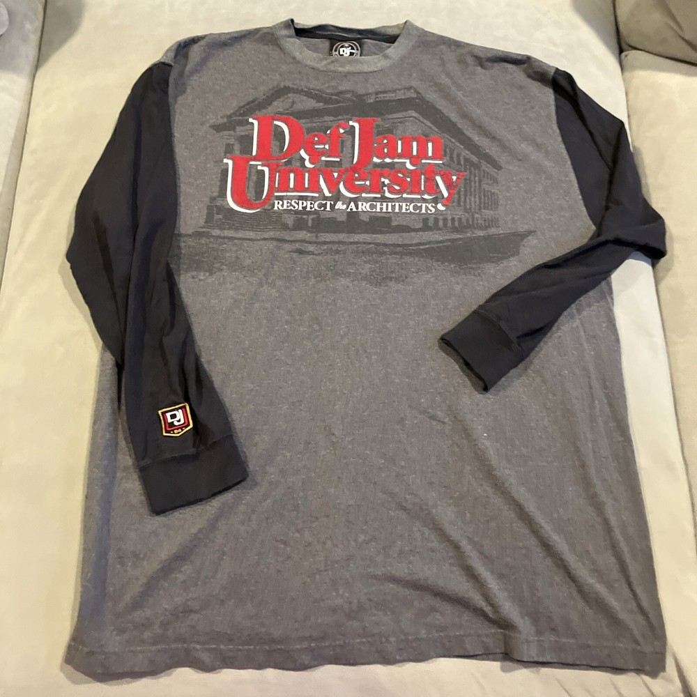 RARE – Vintage – Def Jam University Spell Out Puff Print Long Sleeve Shirt – XL