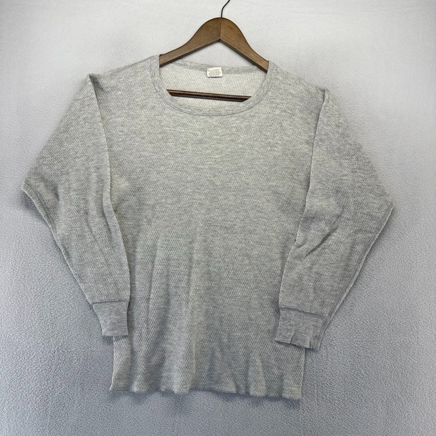Vintage JE Morgan Thermal Shirt Men’s XL Gray Waffle Base Layer Crew USA Made