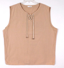 COOFANDY Men’s Cotton Linen Tank Top Shirts Casual Sleeveless Lace Up