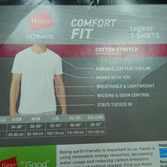 Hanes Shirts Mens Extra Large 46/48 White Cotton Stretch Comfort Fit 4 Pack