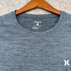 Hurley Mens XL Blue Heathered Long Sleeve Performance Graphic T-Shirt Raglan