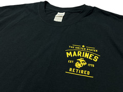 Gildan Shirt Mens Large Black US Marines Retired Logo Graphic Tee Military USA