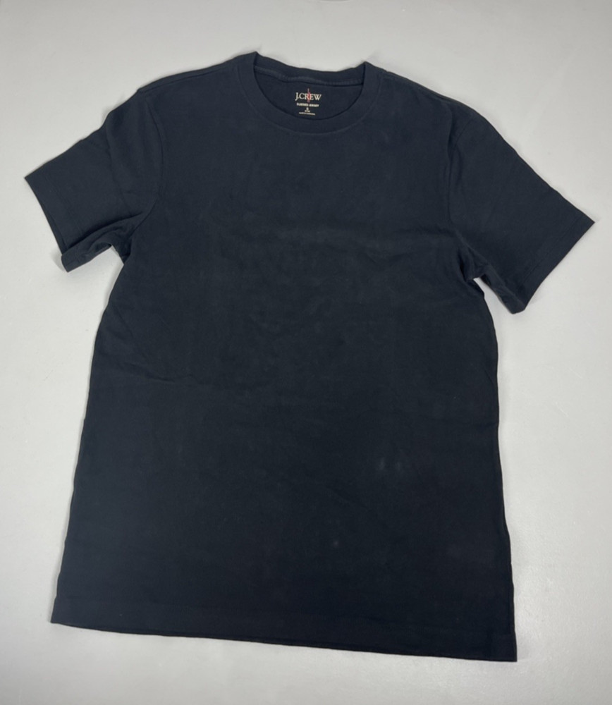 J Crew Sueded Cotton T Shirt Mens Small Slim Fit Black Jersey Tee Crewneck FLAW