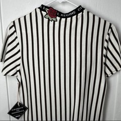 Civil Regime Men’s S Black/White Striped Logo Crew Neck Short Sleeve T-Shirt