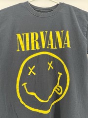 Nirvana Smiley Face Graphic T-Shirt Black And Yellow Size Small Unisex Band Tee