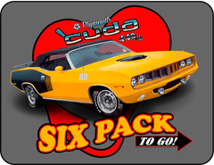 Cuda by Plymouth – “Six Pack to Go” 100% Cotton T-Shirt – Mopar/Plymouth/440+6