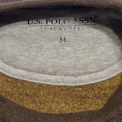 US Polo Assn Luxury Feel Sweatshirt Men M Brown Crew Neck Fleece Pullover Cotton