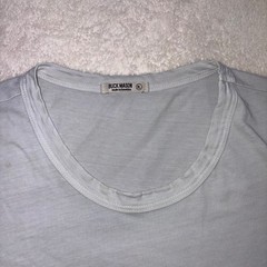 BUCK MASON Slub Classic Tee Men XL Blue Gray Straight Hem Cotton