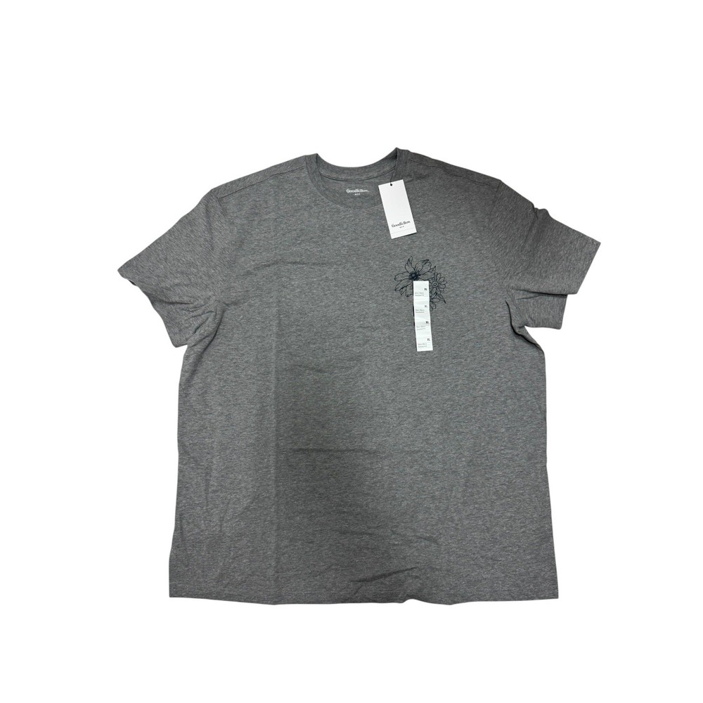 Goodfellow & Co Mens XL Heathered Gray Floral Graphic Short Sleeve T-Shirt NWT