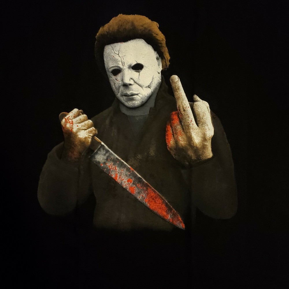 FREE SAME DAY SHIPPING New HALLOWEEN MICHAEL MYERS Giving Finger Shirt MEDIUM