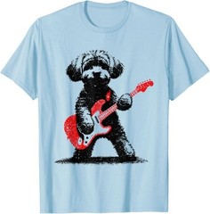 Funny Rock Maltipoo Dog Playing Guitar Music Lover Dog T-Shirt