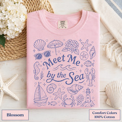 Meet Me by the Sea Shirt, Coastal Comfort Colors Tee, Beach Graphic T-Shirt