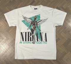 NIRVANA vintage 1993 IN UTERO TOUR t shirt RARE TURQUOISE
