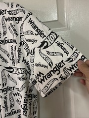 Wrangler Hot Wheels Tee Men Large L Large Black White All Over Print Logo Cotton