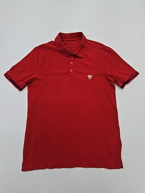 GUESS Men’s Polo Shirt Red Slim Fit XS Logo Patch M02P48 K0B0V0