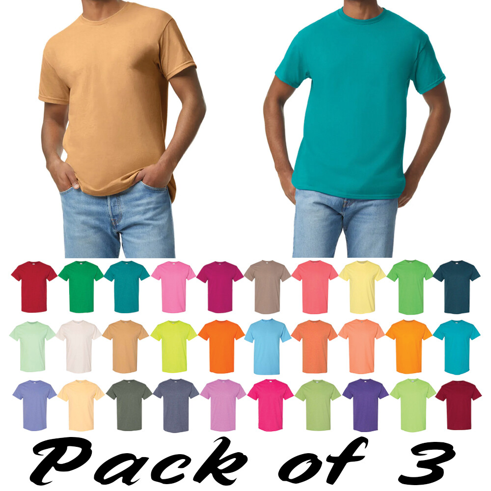 Gildan Mens Heavy 100% Cotton (Pack Of 3) Bulk Plain Adult T-Shirt Tee 5000