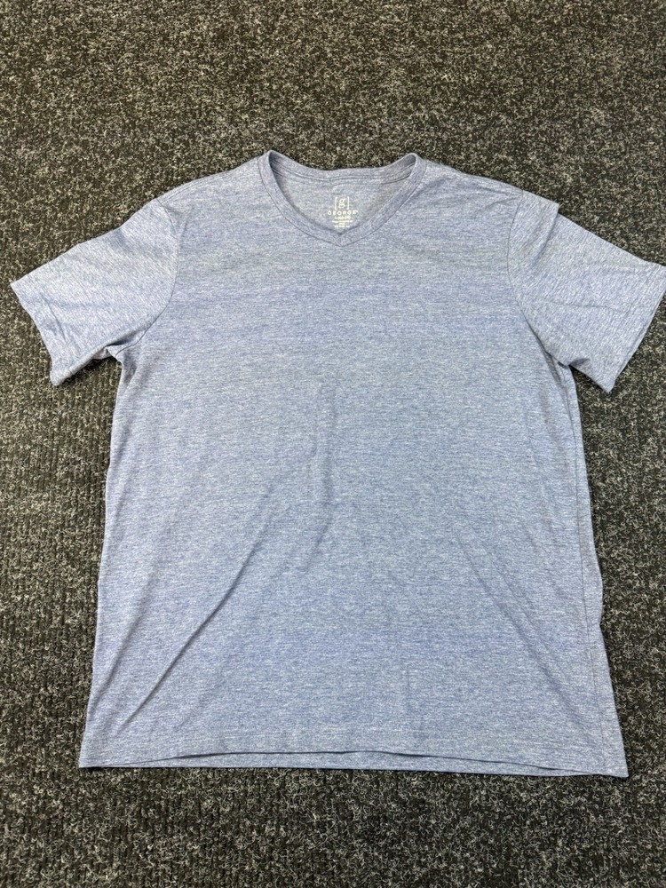 George Gray Solid V-Neck Short Sleeve T-Shirt Men’s Size L Regular