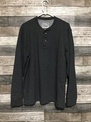 Eddie Bauer Waffle Knit Thermal Henley Shirt Men’s XL Dark Gray Casual A6