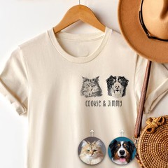 Custom Pet Portrait Comfort Tee Hand Drawn Dog Lover Gift