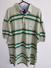 TOMMY HILFIGER XL XL XG YELLOW/GREEN/WHITE POLO SHIRT GOOD USED CONDITION