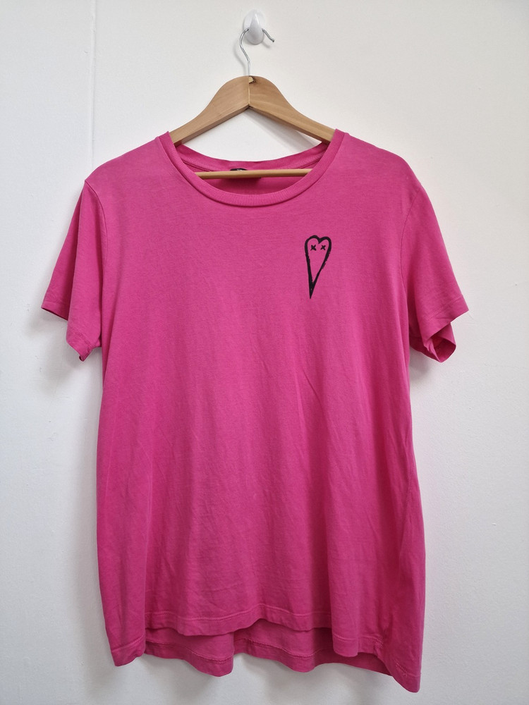 Diesel Hot Pink Graphic T-Shirt L/XL Unisex Streetwear Tee Cap Sleeves