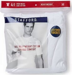 Stafford 4-Pack Men’s 100% Cotton Heavy Weight Crew-Neck T-Shirts White