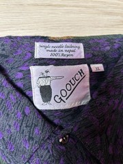 Vintage Goouch Rayon Shirt XL Purple Abstract Pattern 80s 90s Art Deco