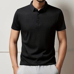 2025 Men’s Business Casual Short Sleeved Bone Flower Solid Color POLO Shirt Fash