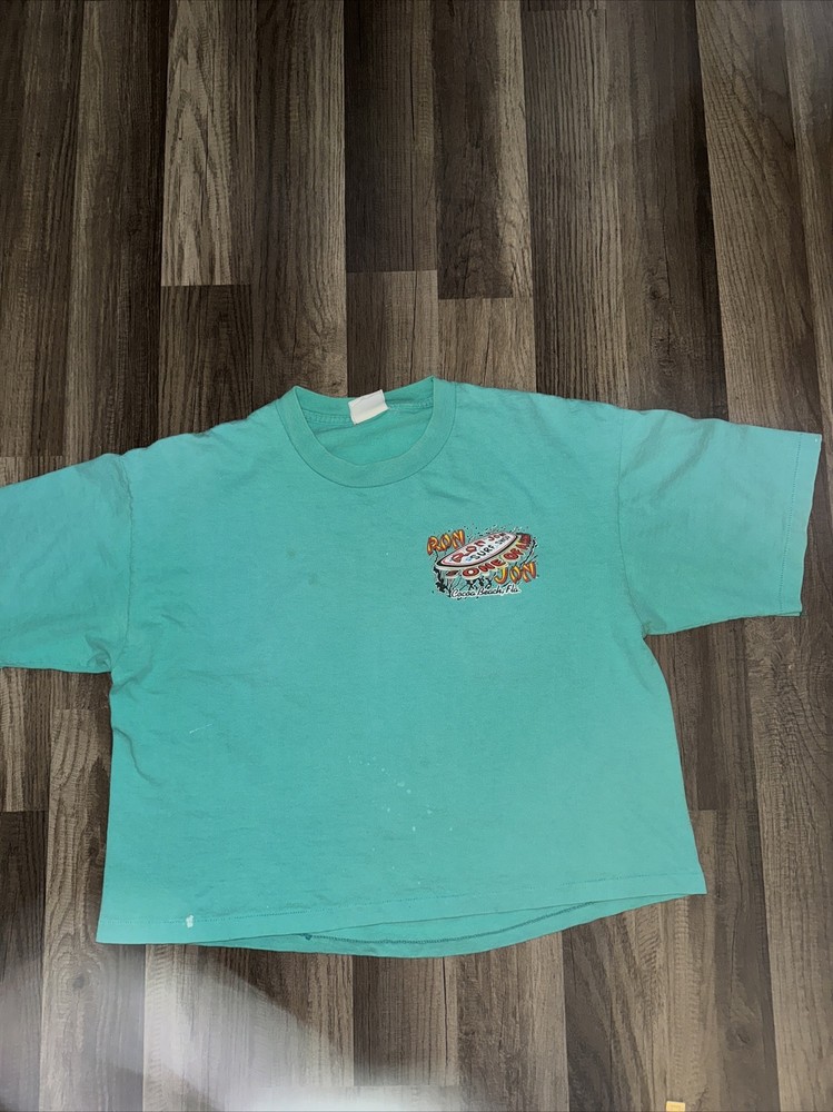 Vintage Made In USA Cocoa Beach Rona Surf Shop T-Shirt 21×21 Turquoise