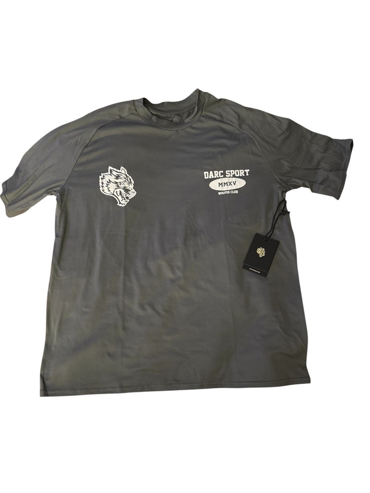 Darc Sport Dry Wolf Men’s L Gray Gridiron Raglan Graphic Crew Neck T-Shirt