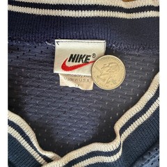 Vintage Nike Mesh Jersey Shirt Navy White Stripe Size M