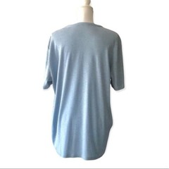 T&B Blue Cotton Polyester Blend Button Front Short Sleeve Relaxed Fit Mens Tee L
