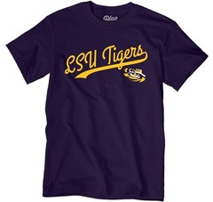 Blue 84 Mens Lsu Tigers T-Shirt Cursive Team Color Team Color Medium
