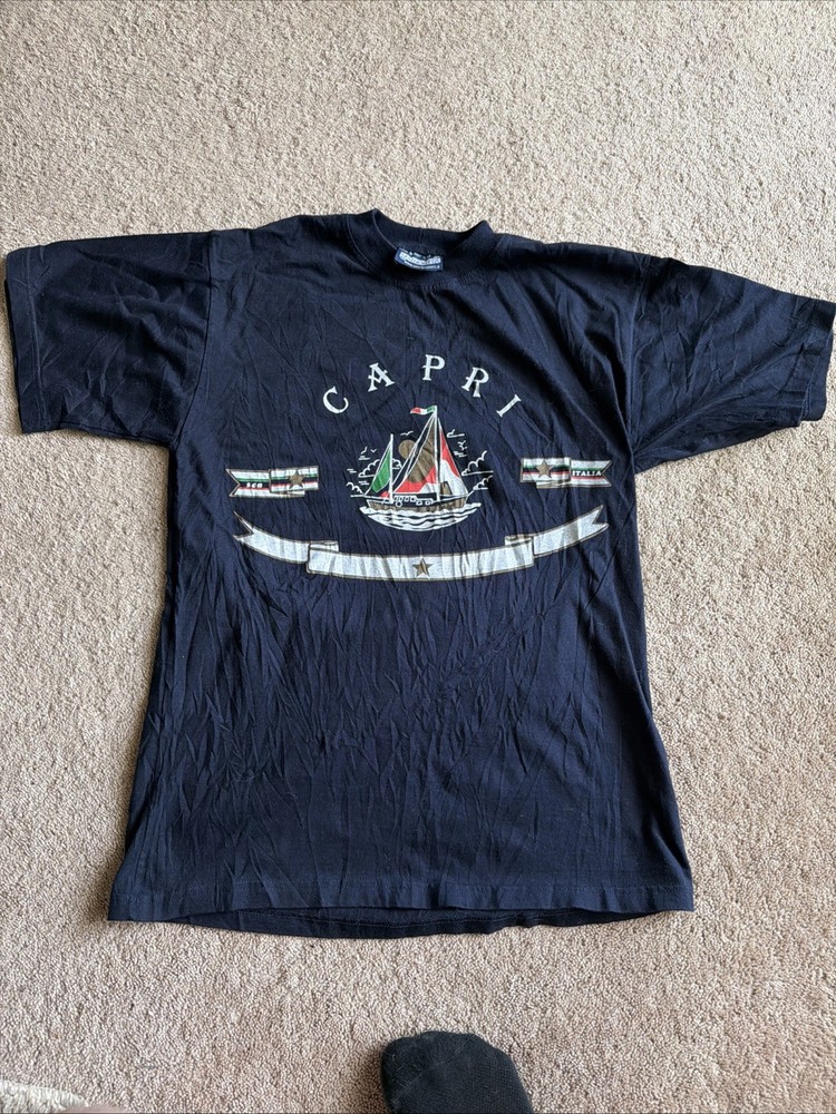 Capri Italia Shirt Mens Small Blue Souvenir Harmony Made in Italy