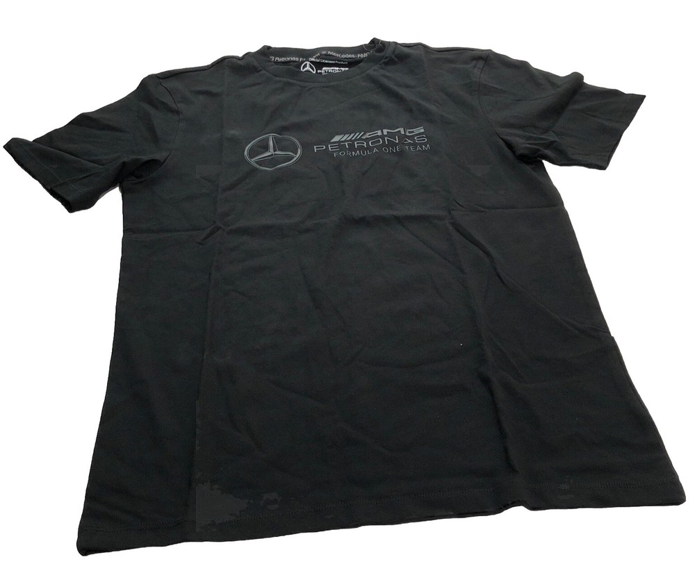 Mercedes Men’s Black AMG Petronas F1 Team 2024 Stealth Logo T-Shirt Medium