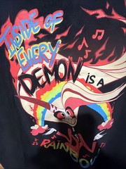Hazbin Hotel Inside of Every Demon is a Rainbow 2018 Vivziepop tshirt MEDIUM OOP
