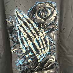 Hybrid Apparel Men’s Gray Skull Religious Graphic Crew Neck Tee Cotton 2X B&T