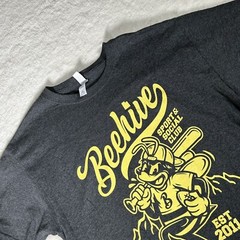 JERZEES Beehive And Club T Shirt Men’s Medium Solid Black Pullover Short Sleeve